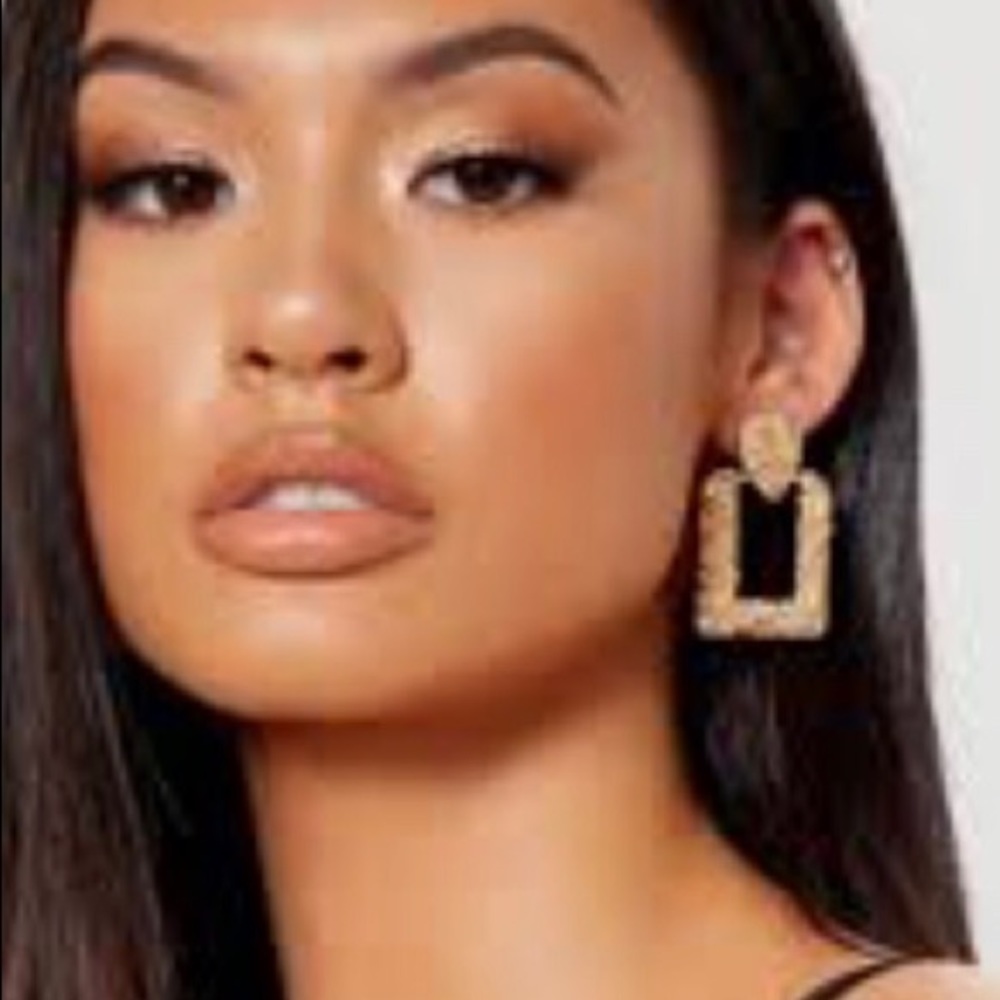 NEW BIG CHUNKY TEXTURED ROSE GOLD EARRINGS - Picture 4 of 4